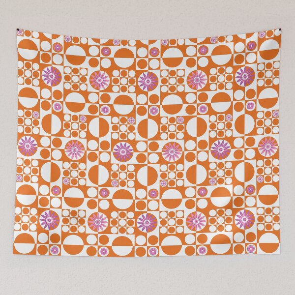 Item preview,  Geometric Mod Flower Power Pattern - Orange White designed and sold by WickedRefined - Nicole Demereckis.