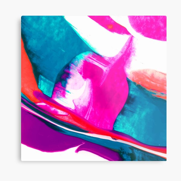Abstract Acrylic Paint Pattern Texture #3 - Pink, White, Blue Metal Print