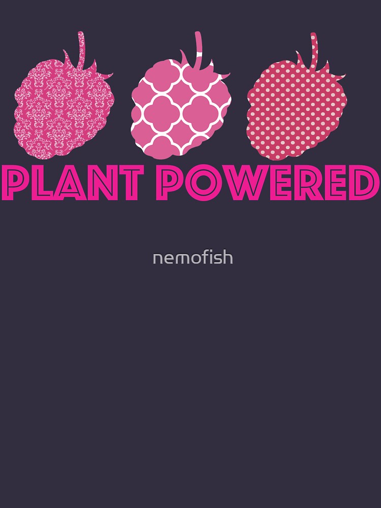 'Plant Powered' Vegan raspberry design by nemofish