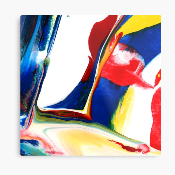 Abstract Acrylic Paint Pattern Texture #4 - Blue, Red, Yellow Metal Print