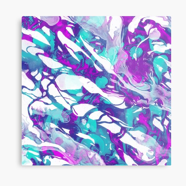 Abstract Acrylic Paint Pattern Texture #5 - Purple, Turquoise Metal Print