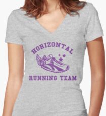Horizontal Running Team Women's Fitted V-Neck T-Shirt