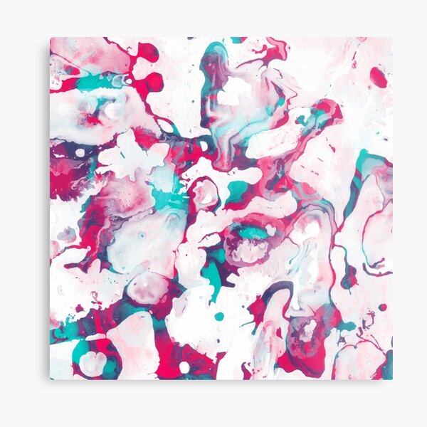 Abstract Acrylic Paint Pattern Texture #6 - Red, Turquoise Metal Print