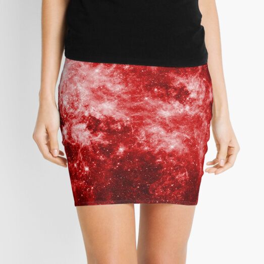 Wormhole Star Field - Red Mini Skirt