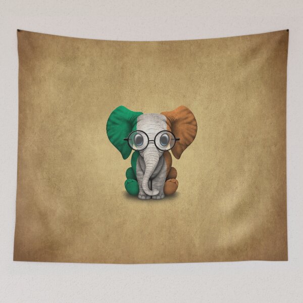 Item preview, Baby Elephant with Glasses and Irish Flag designed and sold by JeffBartels.