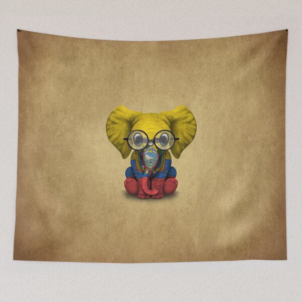 Item preview, Baby Elephant with Glasses and Ecuadorian Flag designed and sold by JeffBartels.