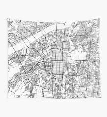 Osaka Map, Japan - Schwarz und Weiß Wandbehang