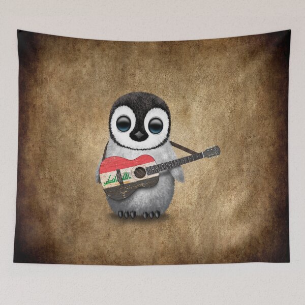 Item preview, Baby Penguin Playing Iraqi Flag Guitar designed and sold by JeffBartels.