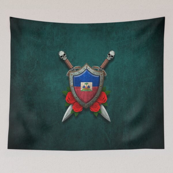 Item preview, Haitian Flag on a Worn Shield and Crossed Swords designed and sold by JeffBartels.