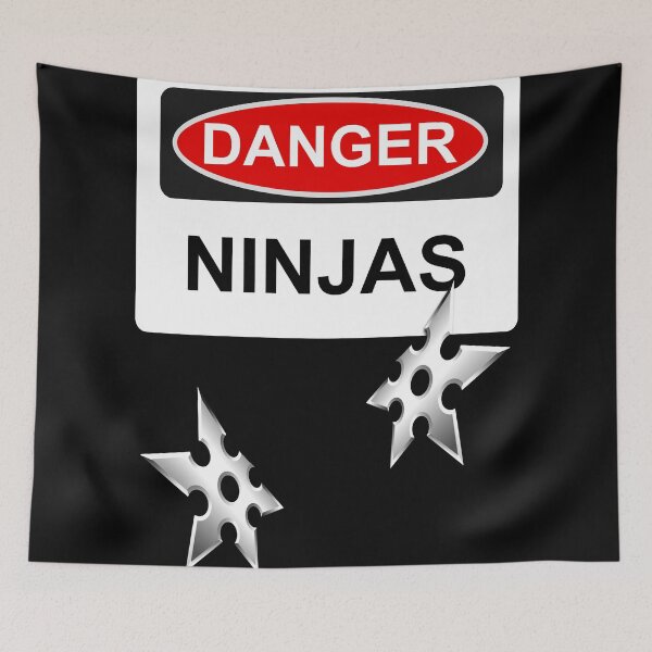 Item preview, Danger Ninjas - Warning Sign & Throwing Stars designed and sold by Graphix.