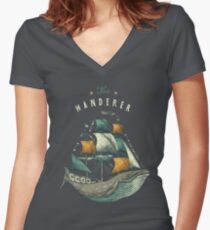 Whale | Petrol Grey Women's Fitted V-Neck T-Shirt