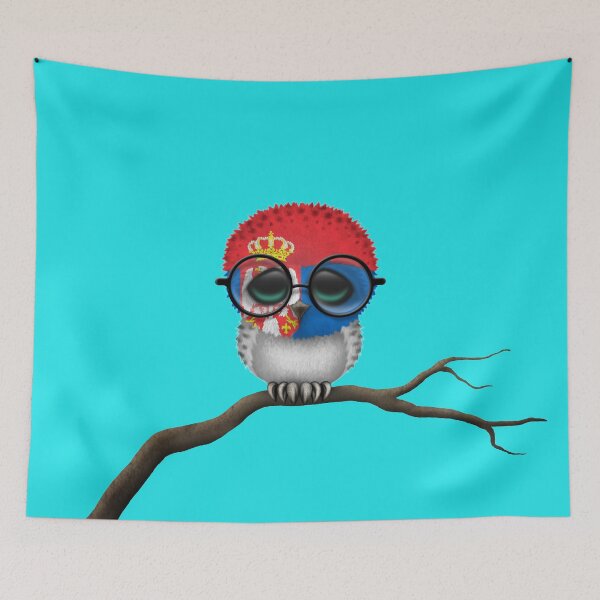 Item preview, Nerdy Serbian Baby Owl on a Branch designed and sold by JeffBartels.