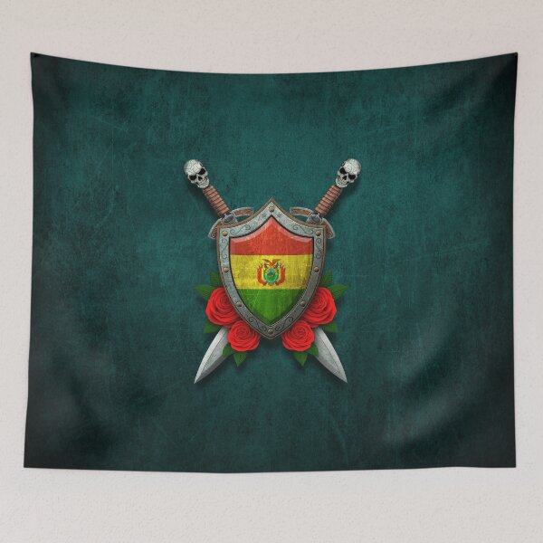 Item preview, Bolivian Flag on a Worn Shield and Crossed Swords designed and sold by JeffBartels.