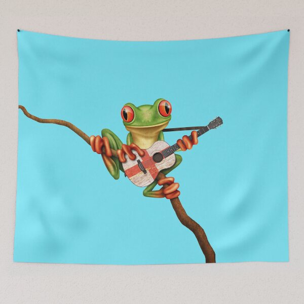 Item preview, Tree Frog Playing English Flag Guitar designed and sold by JeffBartels.