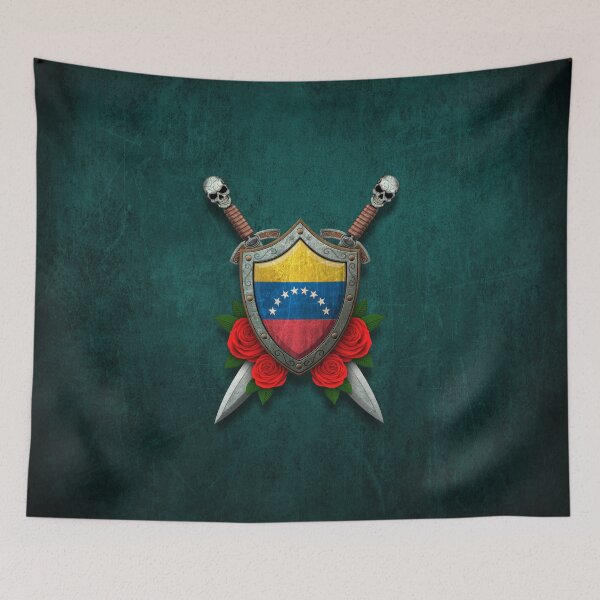 Item preview, Venezuelan Flag on a Worn Shield and Crossed Swords designed and sold by JeffBartels.