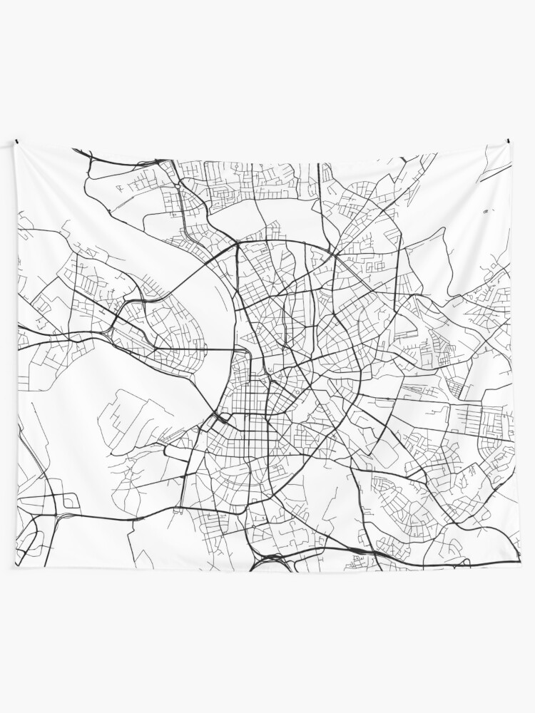 Dusseldorf Karte Deutschland Schwarz Und Weiss Wandbehang Von Mainstreetmaps Redbubble