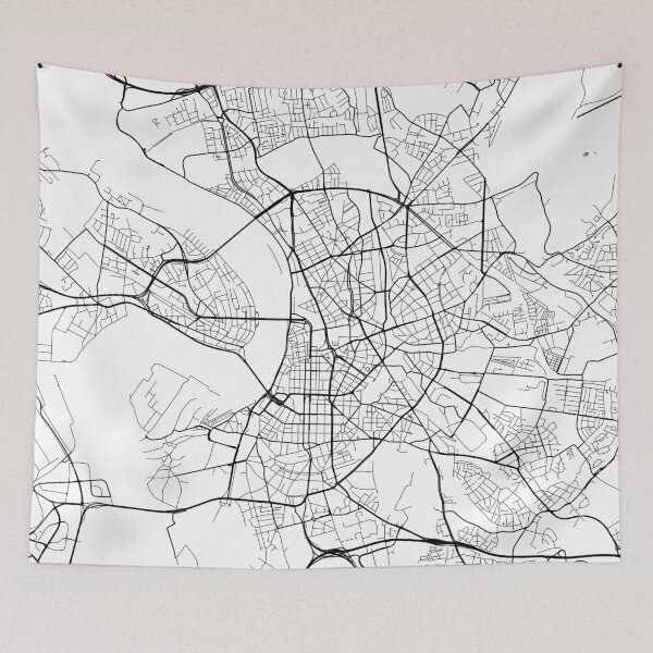Item preview, Dusseldorf Map, Germany - Black and White designed and sold by MainStreetMaps.