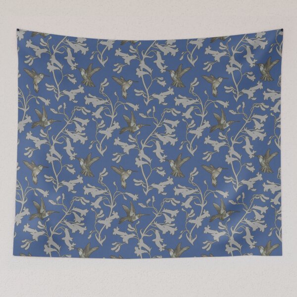 Item preview, Birds - Hummingbirds on blue designed and sold by Iker Paz Studio.