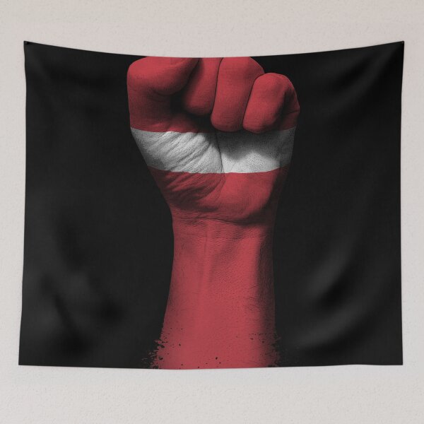 Item preview, Flag of Latvia on a Raised Clenched Fist  designed and sold by JeffBartels.