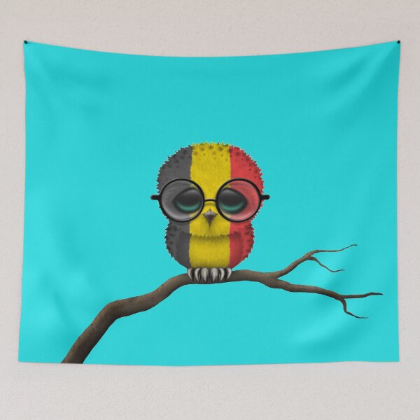 Item preview, Nerdy Belgian Baby Owl on a Branch designed and sold by JeffBartels.