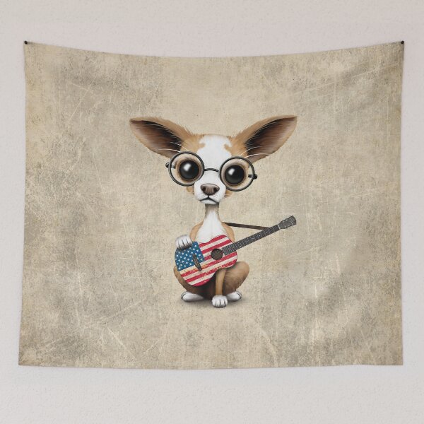 Item preview, Cute Chihuahua Playing American Flag Guitar designed and sold by JeffBartels.