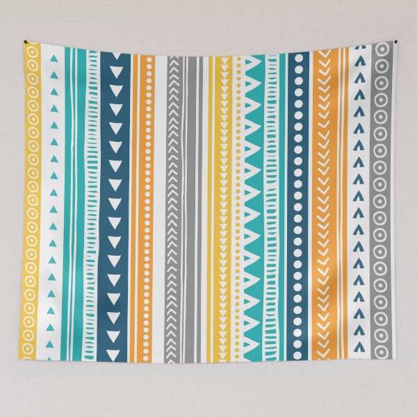 Item preview, Orange Yellow Blue Tribal Pattern designed and sold by dreamingmind.