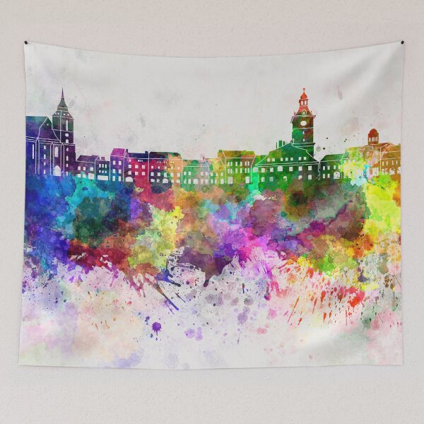 Item preview, Brasov skyline in watercolor background designed and sold by paulrommer.