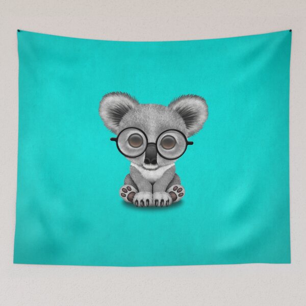 Item preview, Cute Baby Koala Bear Cub Wearing Glasses on Blue designed and sold by JeffBartels.
