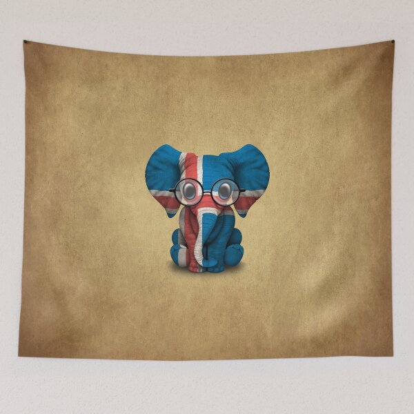 Item preview, Baby Elephant with Glasses and Icelandic Flag designed and sold by JeffBartels.