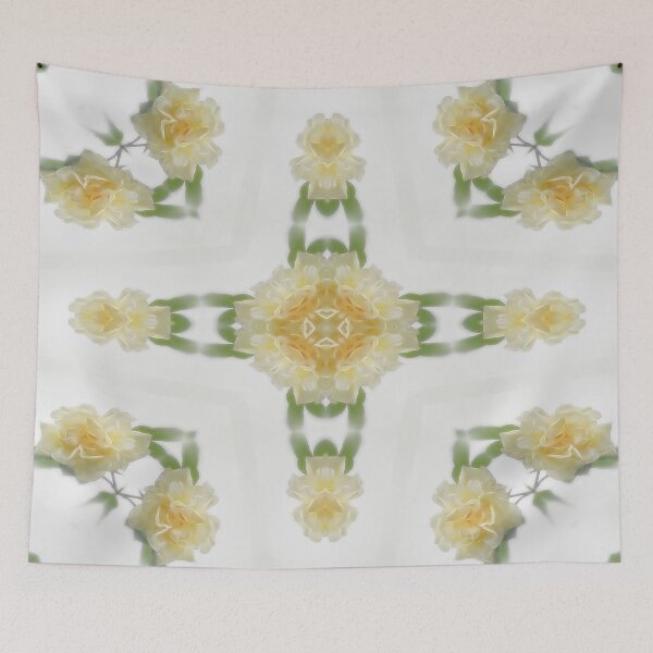 Artikelvorschau, Cremige gelbe Rosen-Kaleidoskop-Kunst 6 entworfen und verkauft von TravelPhotoArt.