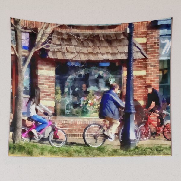 Item preview, Metuchen NJ - Bicyclists on Main Street designed and sold by Susan Savad.
