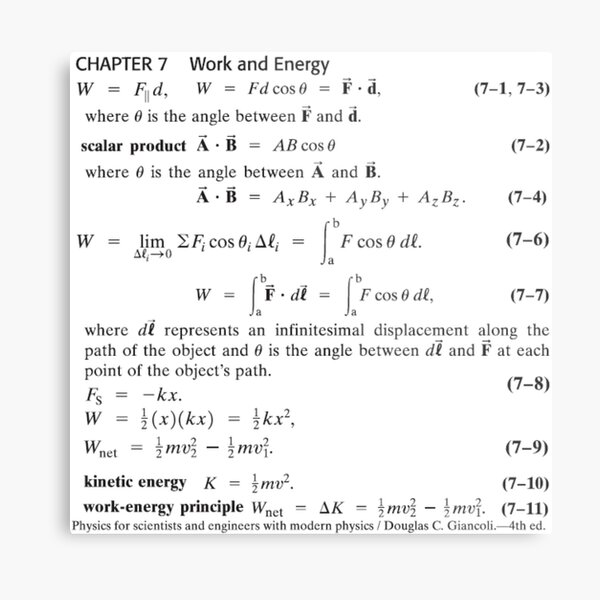 #Chapter 7, #Work and #Energy, Scalar Product, #Kinetic energy Metal Print