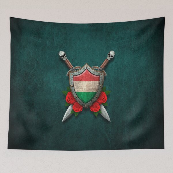 Item preview, Hungarian Flag on a Worn Shield and Crossed Swords designed and sold by JeffBartels.