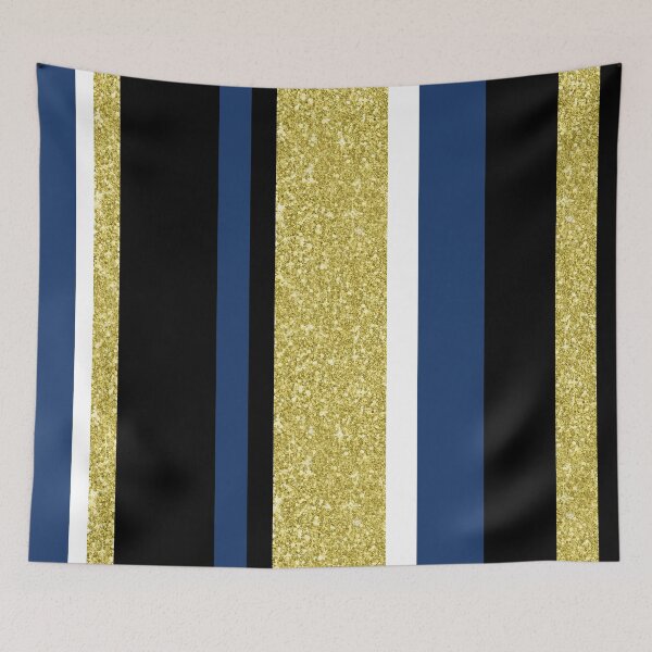 Item preview, Gold navy blue stripes pattern designed and sold by dreamingmind.