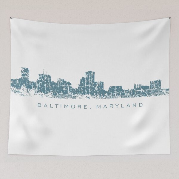 Item preview, Baltimore, Maryland City Skyline Vintage Blue designed and sold by theshirtshops.
