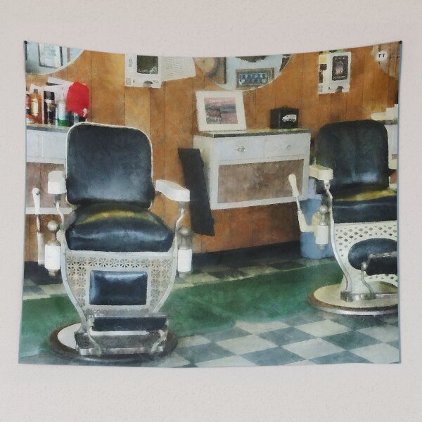 Item preview, Corner Barber Shop Two Chairs designed and sold by Susan Savad.