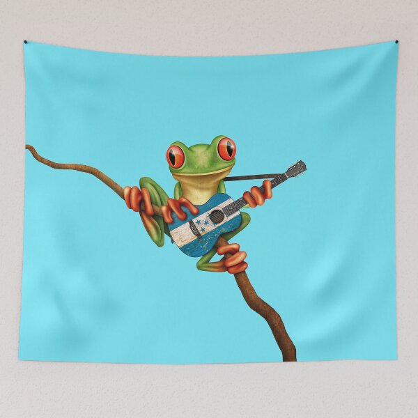 Item preview, Tree Frog Playing Honduras Flag Guitar designed and sold by JeffBartels.