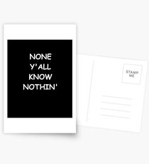 Postales Funny Saying None Y'all Know Nothin' Humorous