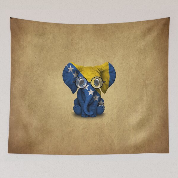 Item preview, Baby Elephant with Glasses and Bosnian Flag designed and sold by JeffBartels.