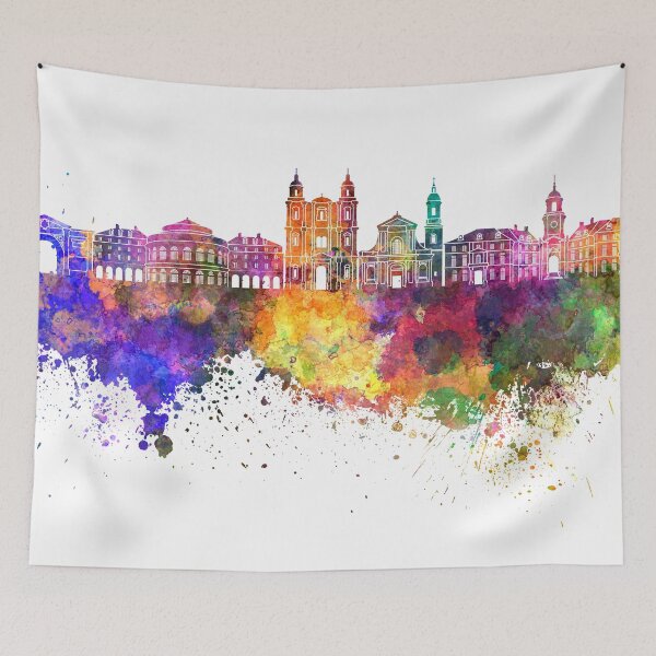 Item preview, Rennes skyline in watercolor background designed and sold by paulrommer.