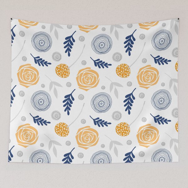 Item preview, Floral orange grey blue designed and sold by dreamingmind.