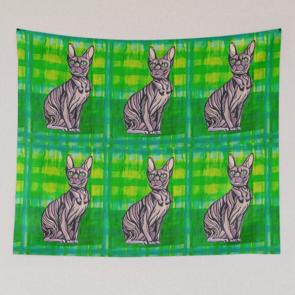 Item preview, HeartFULL Cat Art: Sphynx Cat Mixed Media Painting designed and sold by Melanie Test.