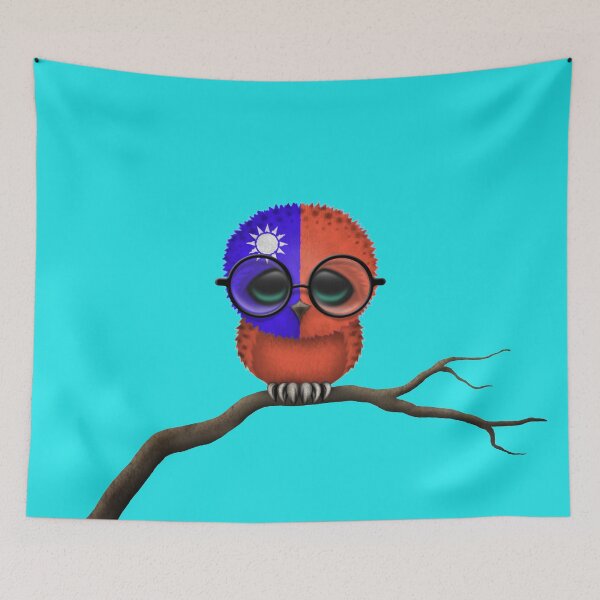 Item preview, Nerdy Taiwanese Baby Owl on a Branch designed and sold by JeffBartels.