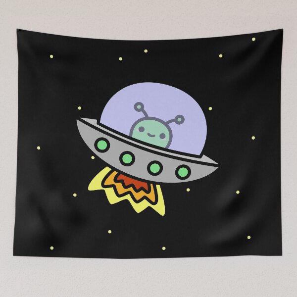 Item preview, Cute alien in ufo in space designed and sold by peppermintpopuk.