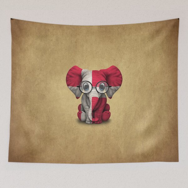 Item preview, Baby Elephant with Glasses and Danish Flag designed and sold by JeffBartels.