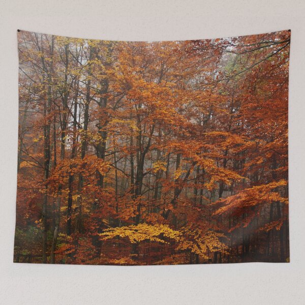 Item preview, Red orange leaves forest fall color photo designed and sold by gurso27.