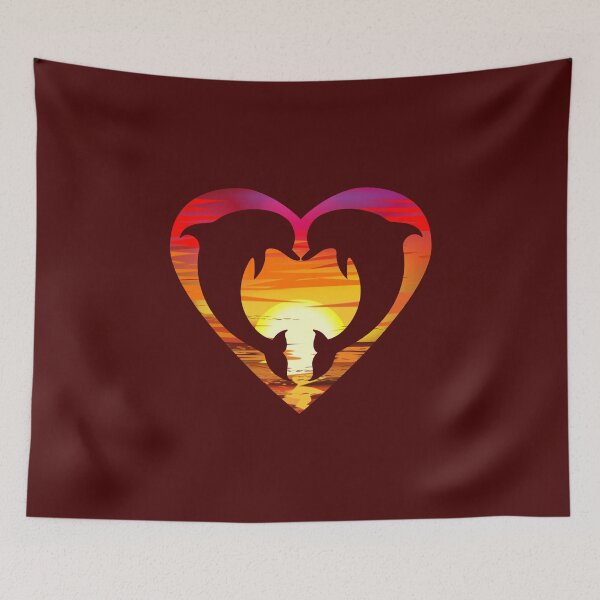 Item preview, Love Dolphins - Sunset Heart designed and sold by Peppermint Narwhal.