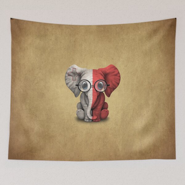 Item preview, Baby Elephant with Glasses and Maltese Flag designed and sold by JeffBartels.