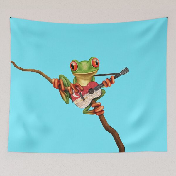 Artikelvorschau, Laubfrosch spielt Singapur Flagge Gitarre entworfen und verkauft von JeffBartels.