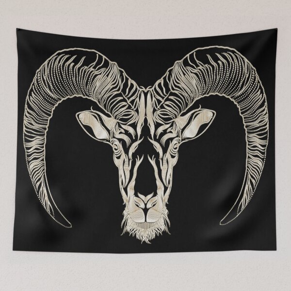 Item preview, Art Deco The Dreamer`s Ram Geometric Retro Vintage designed and sold by 108dragons.